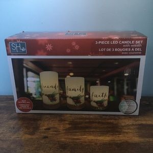 New in Box 3 Piece Festive LED Candle Set